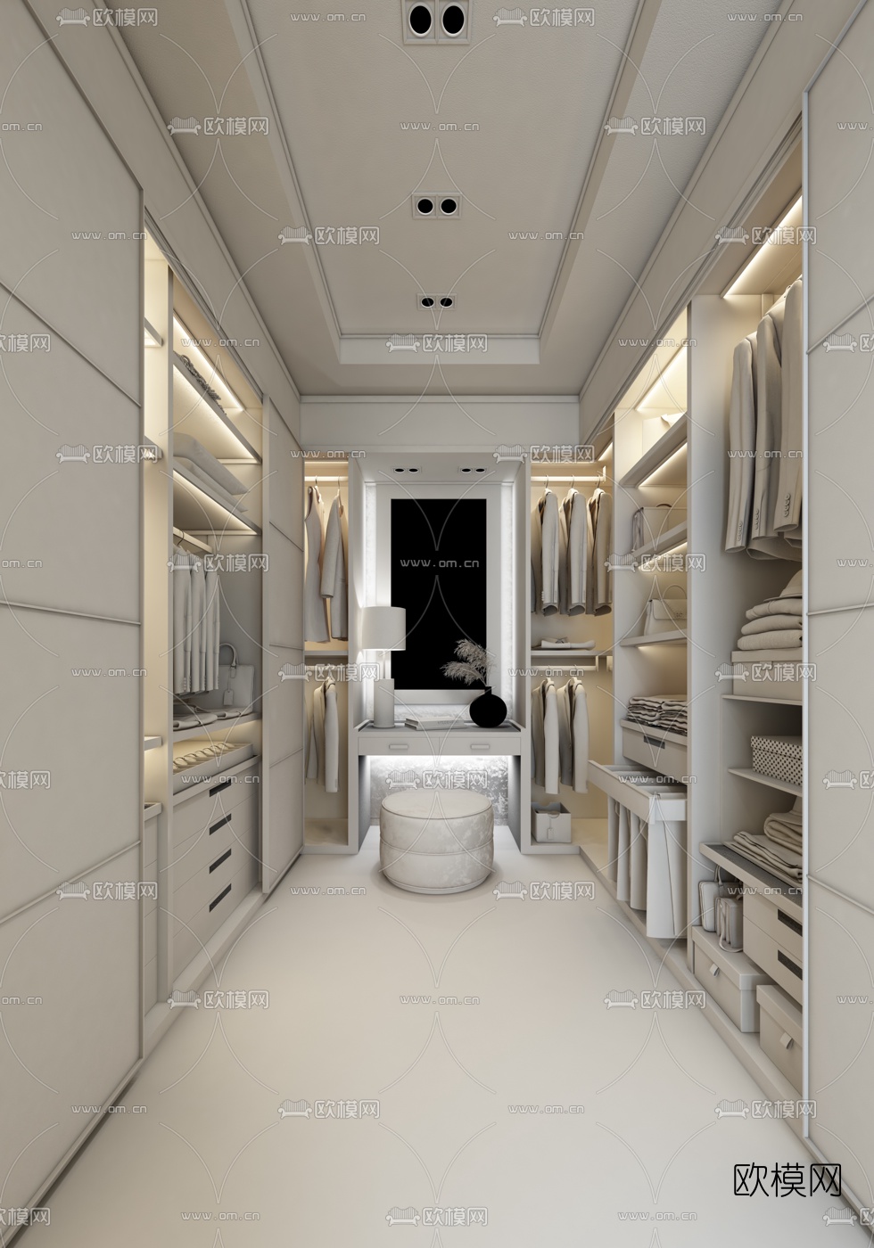 基辅NY公寓 现代轻奢衣帽间3d模型下载（渲染图2）