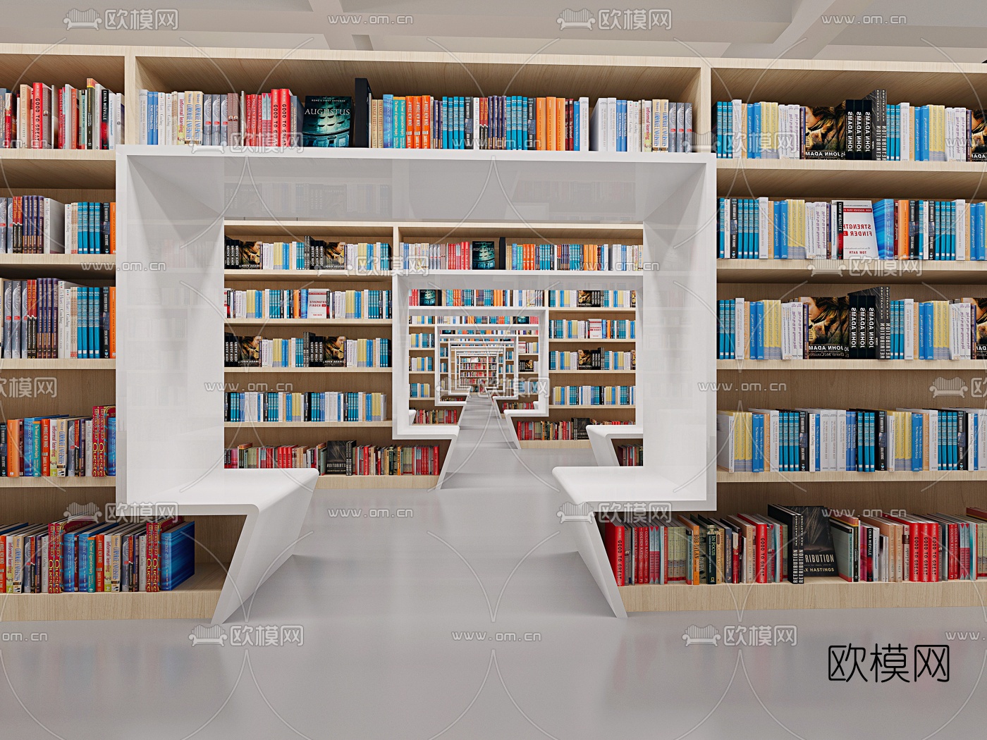现代图书馆3d模型下载（渲染图4）
