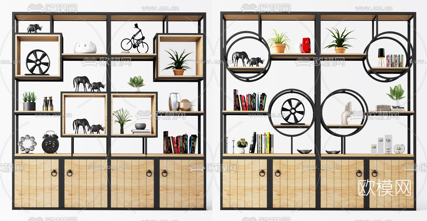 工业风装饰架3d模型下载（渲染图2）