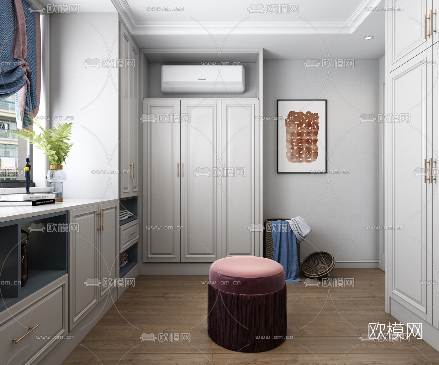 欧式轻奢衣帽间3d模型下载（渲染图2）