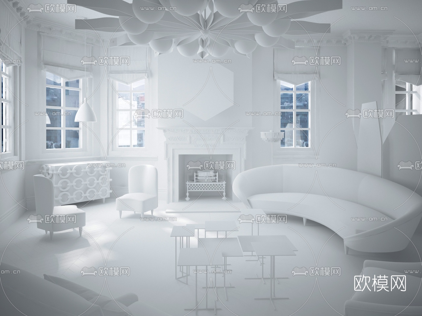 Shalini Misra 欧式客厅3D模型下载（渲染图2）