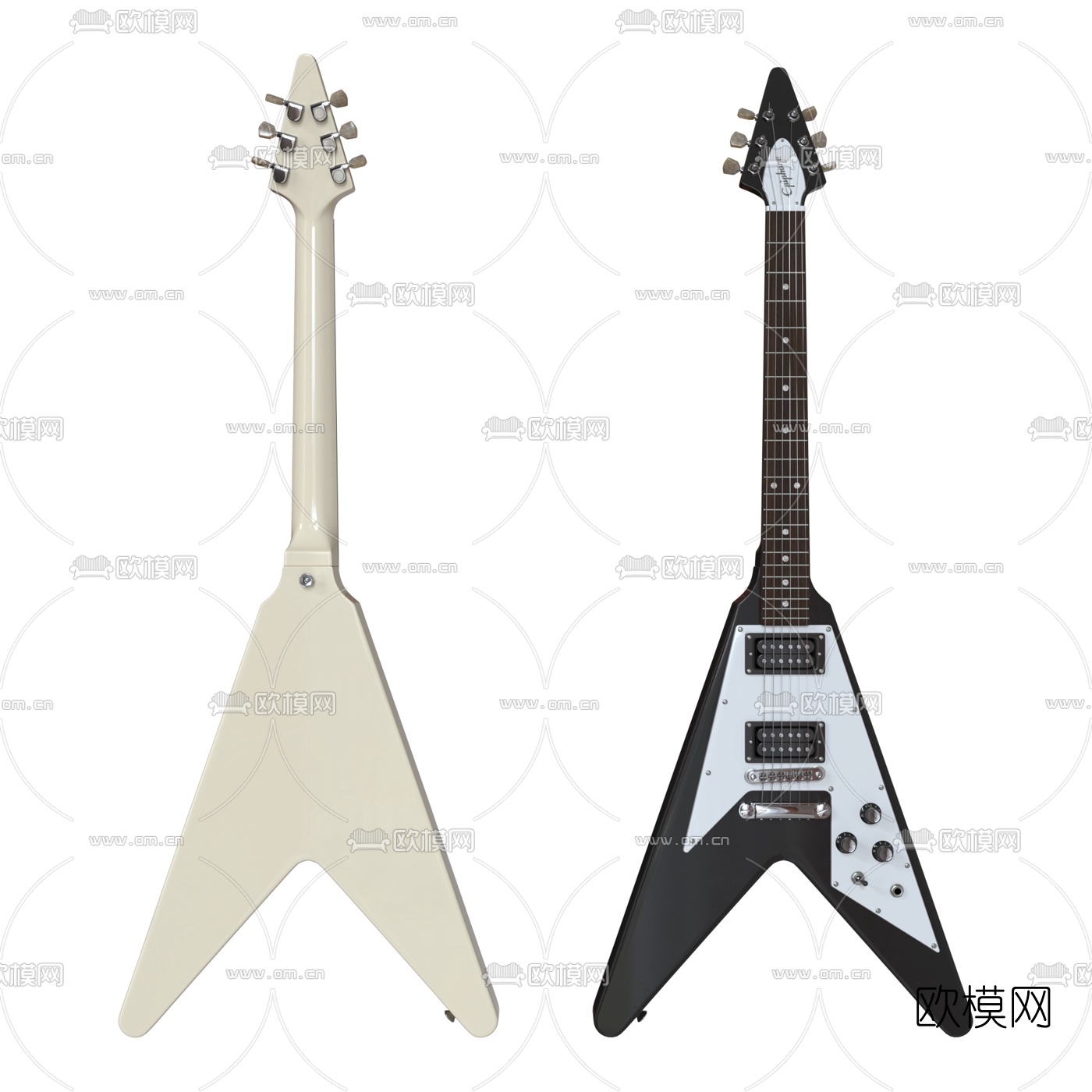 现代电吉他乐器3d模型下载（渲染图5）