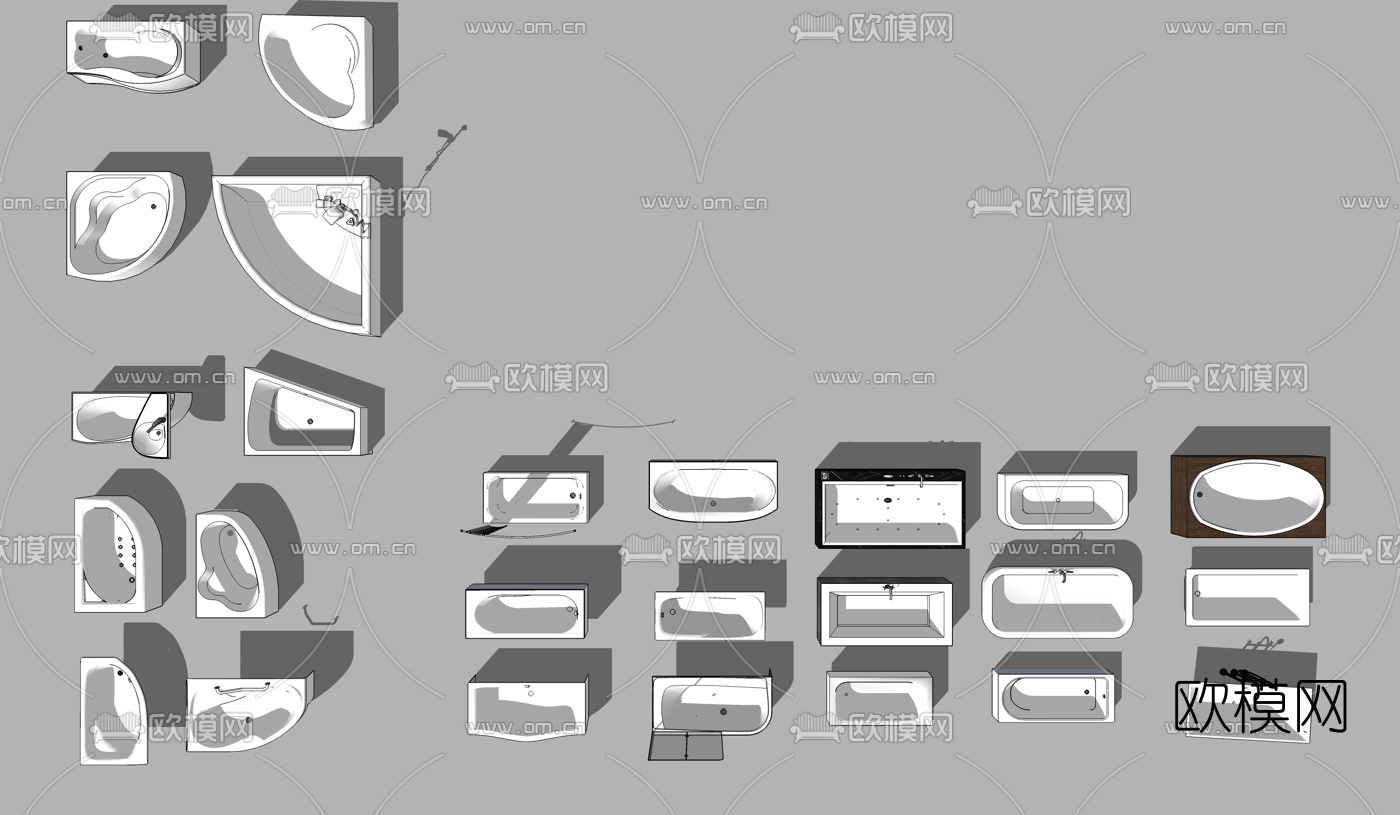现代浴缸组合su模型下载（渲染图1）