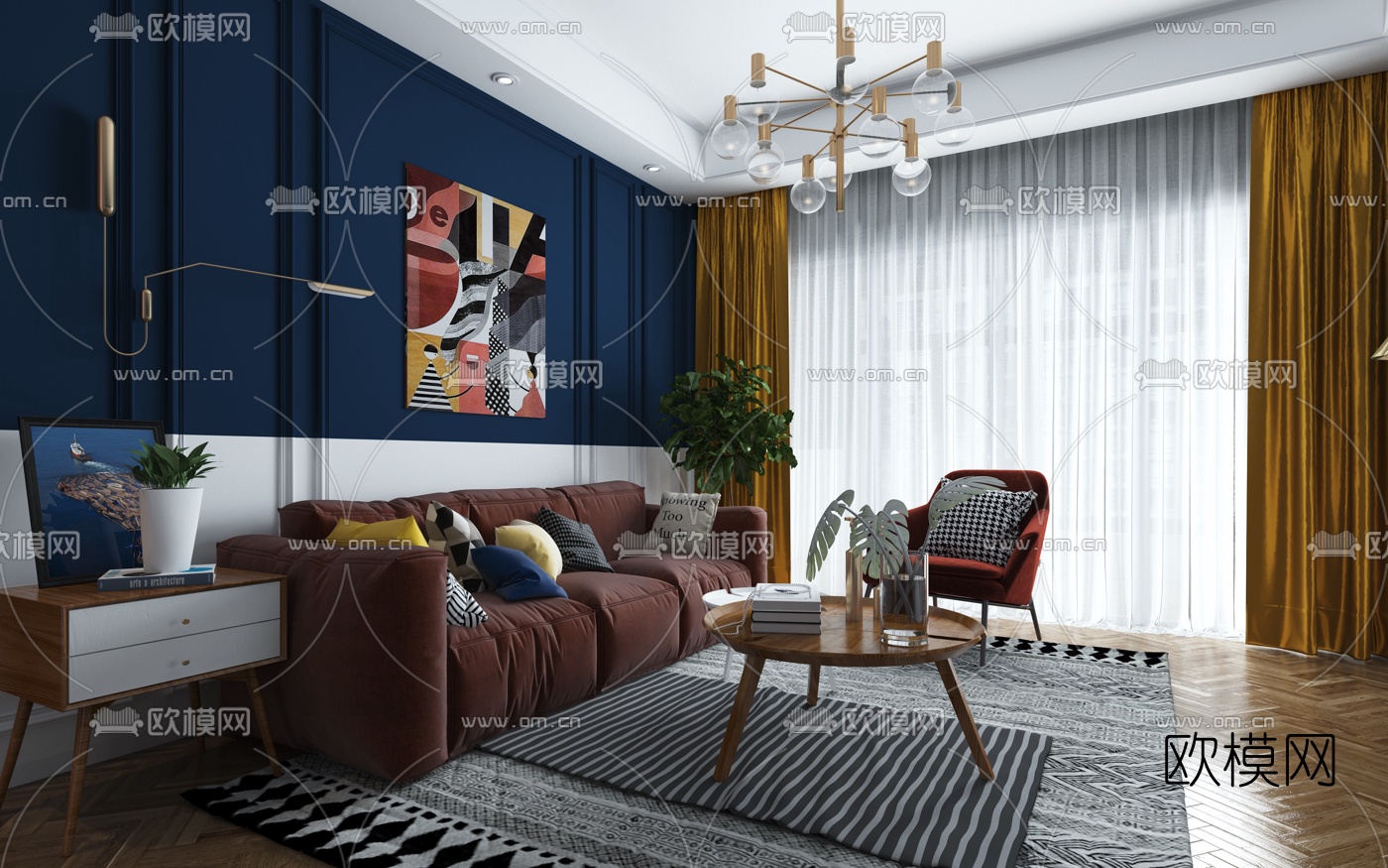 北欧客厅3d模型下载（渲染图3）