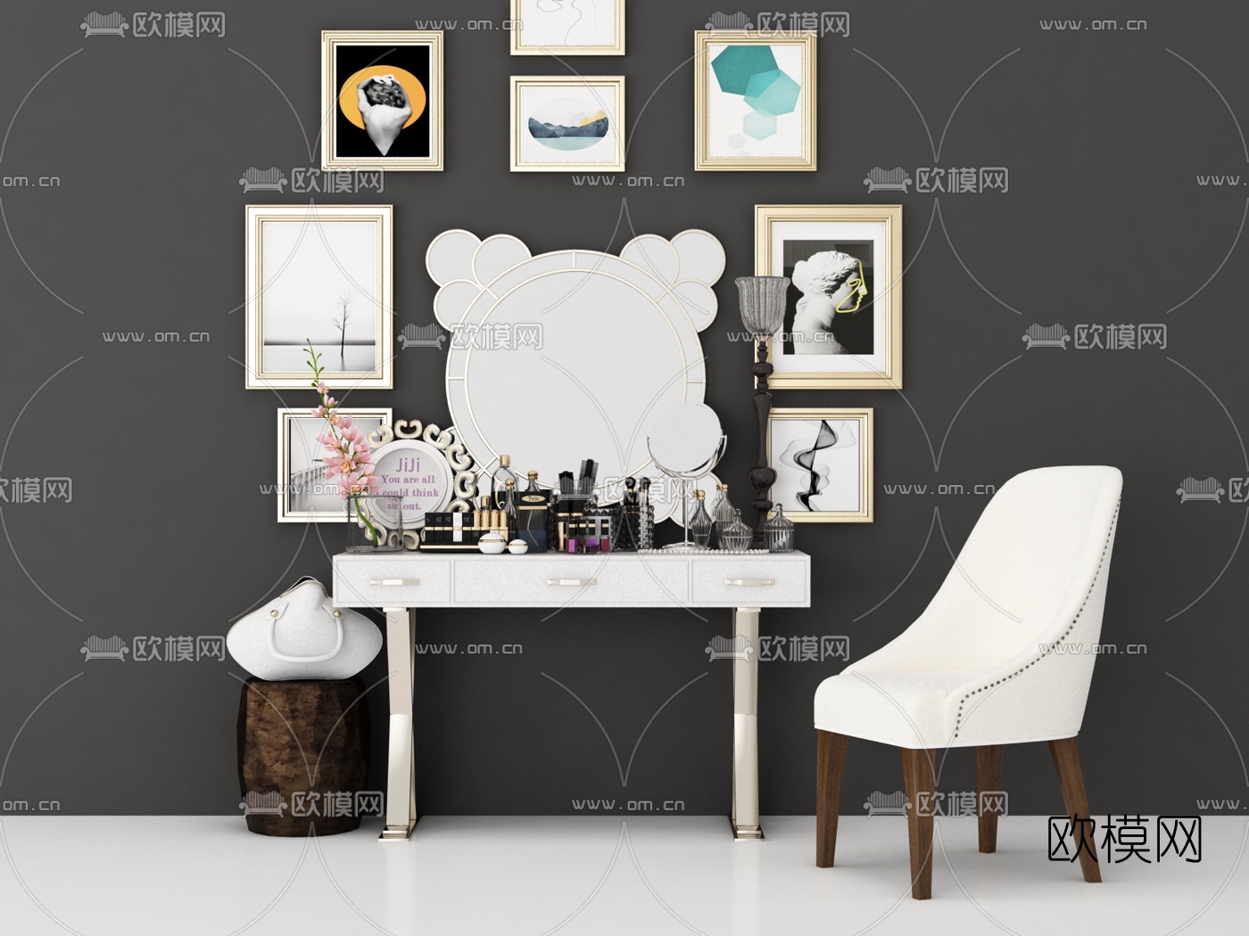 欧式简约梳妆台3d模型