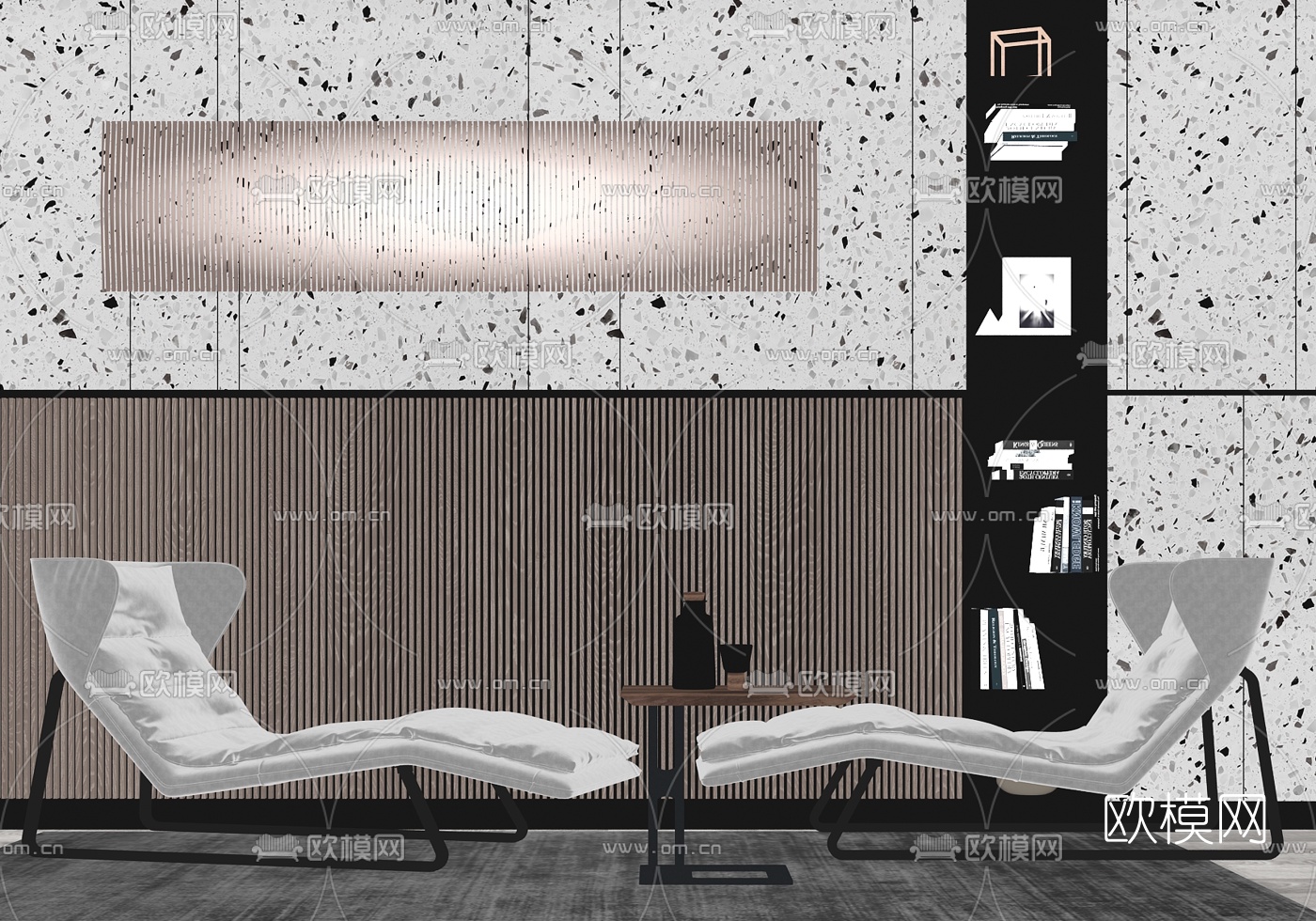 现代轻奢躺椅su模型下载（渲染图2）