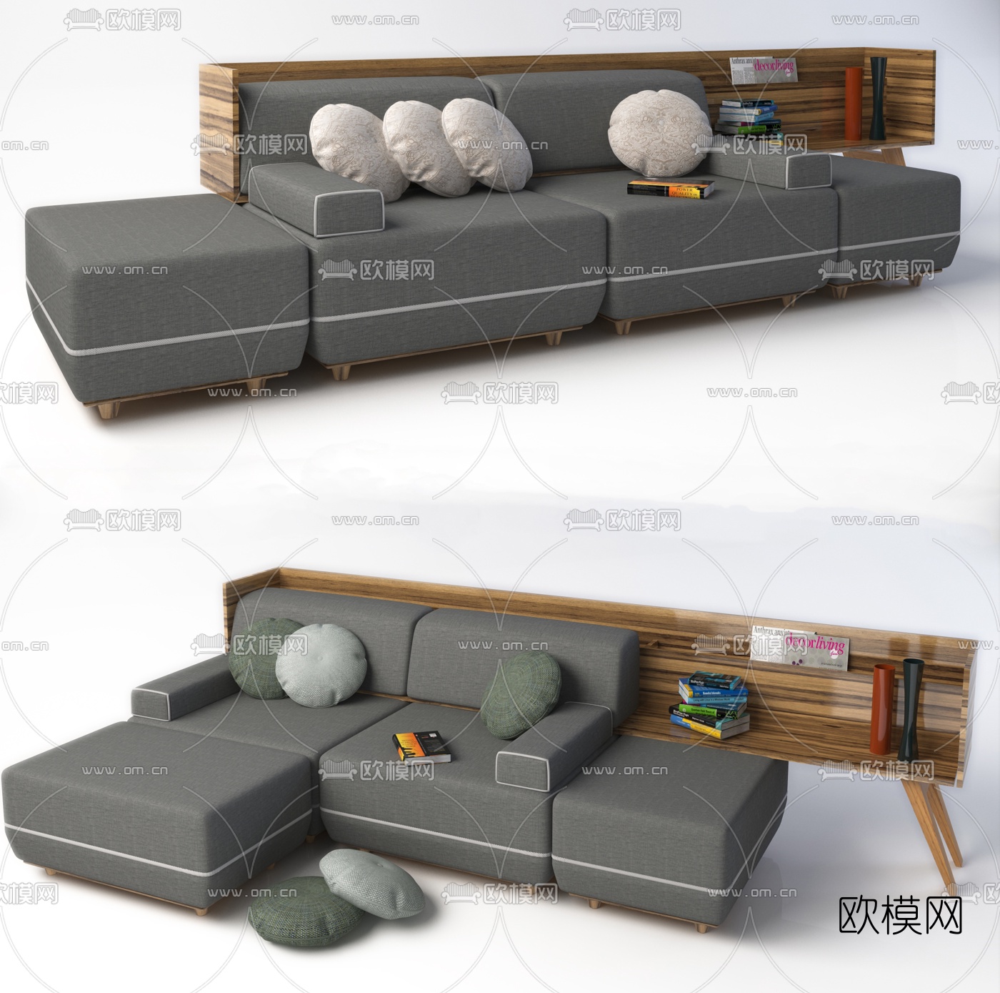 现代多人转角沙发3d模型