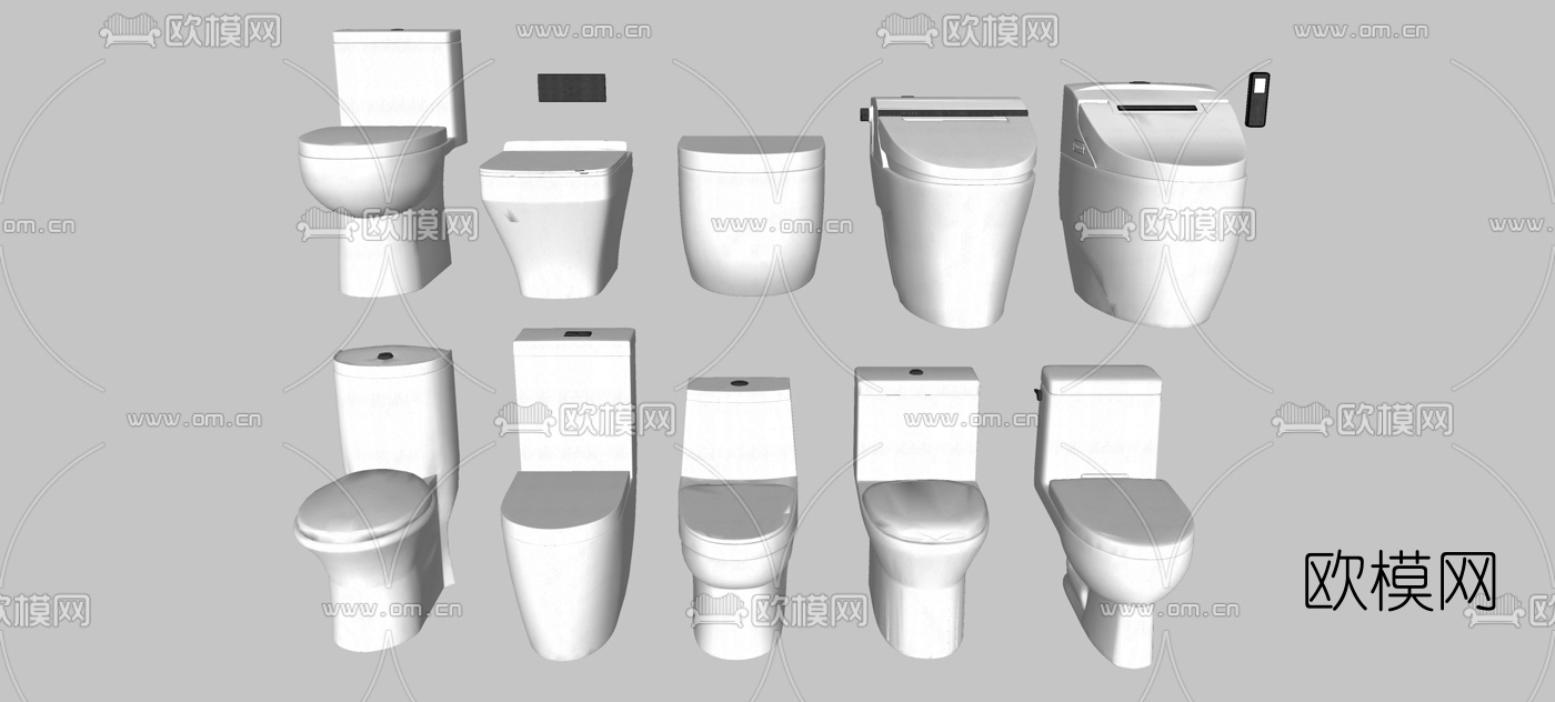 现代卫浴马桶组合su模型下载