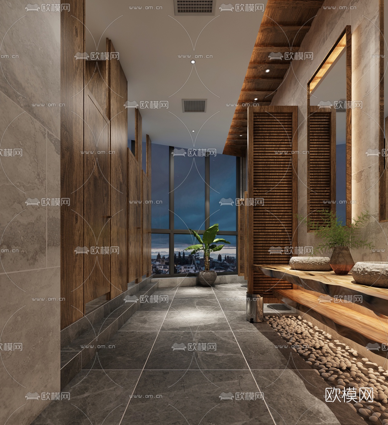 东南亚公共卫生间3d模型下载（渲染图1）