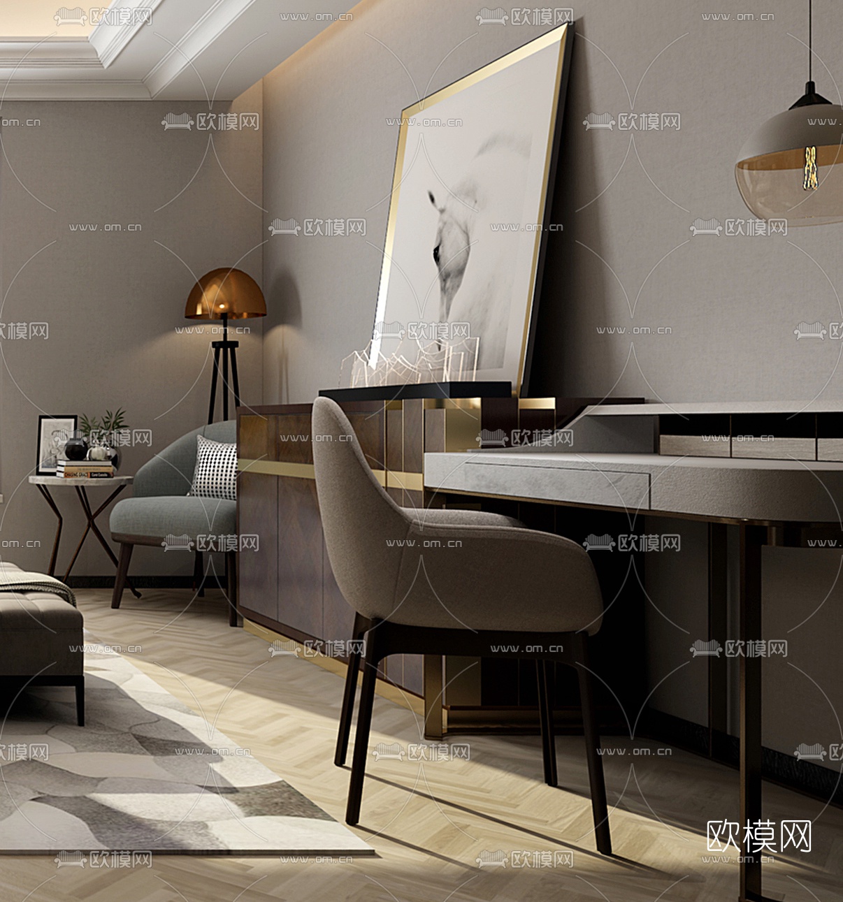 梁志天现代卧室3D模型下载（渲染图3）