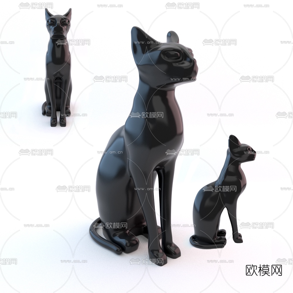 现代动物黑色豹猫雕塑3d模型