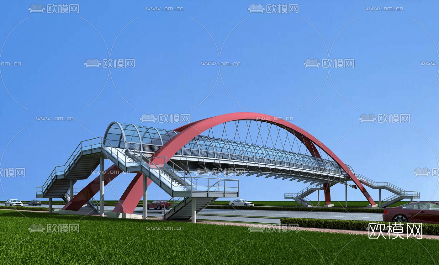 现代人行过街天桥3d模型下载_ID10463604_3dmax免费模型-欧模网