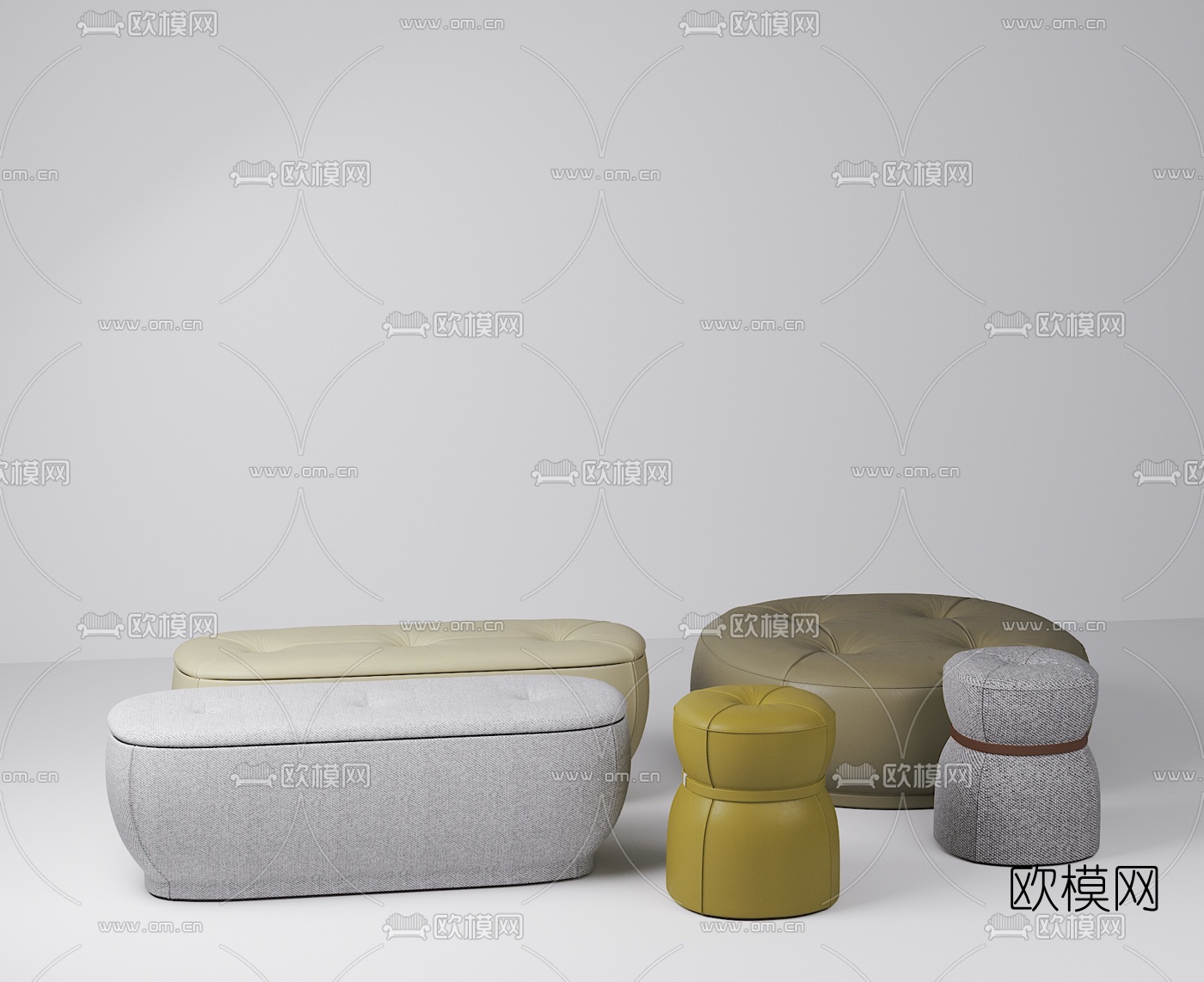 现代脚踏组合3d模型下载（渲染图2）