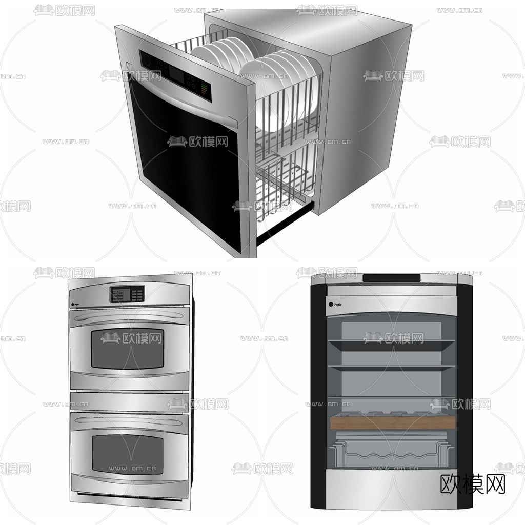 现代碗柜消毒柜组合su模型下载