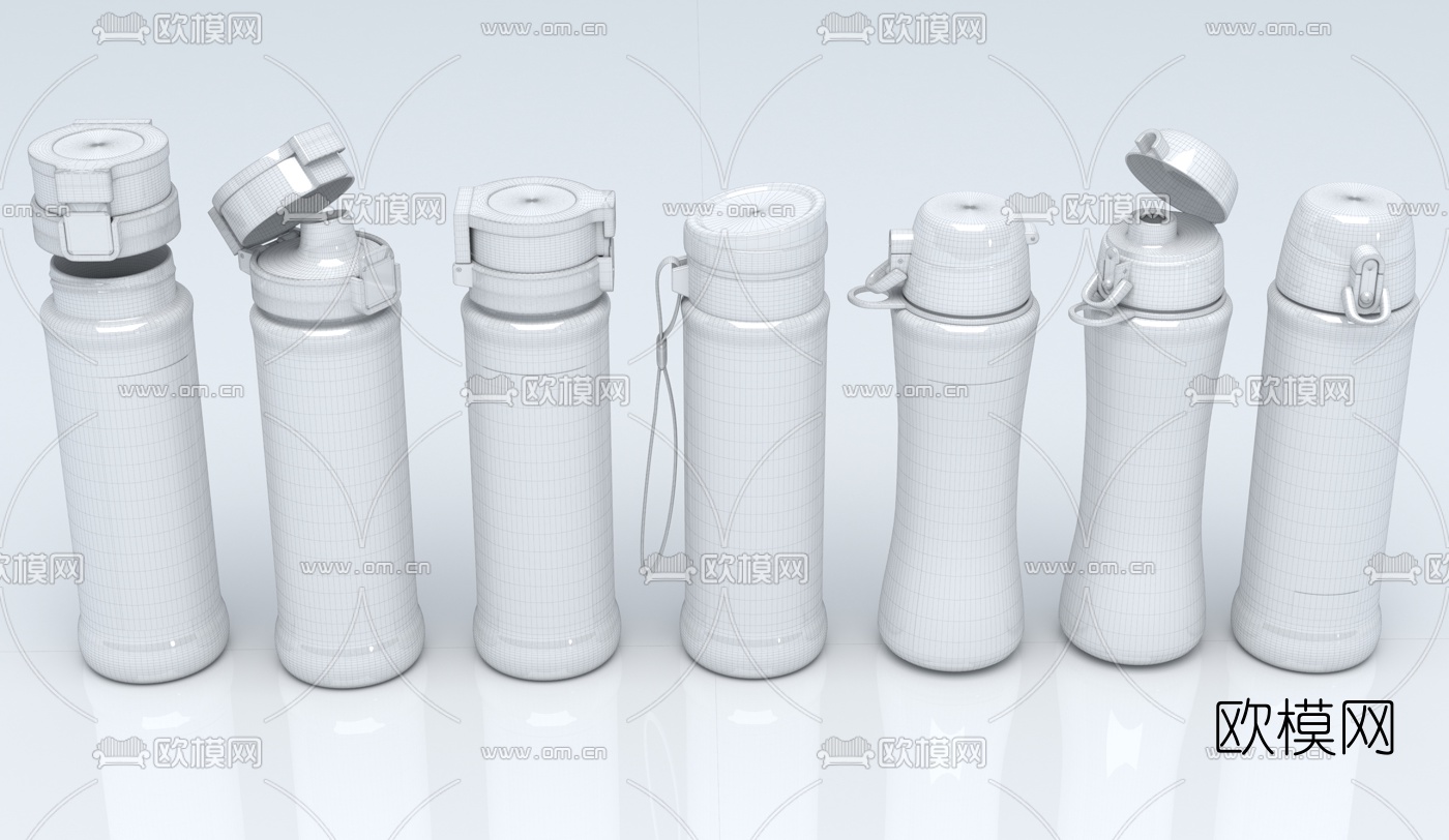 现代保温杯组合3d模型下载（渲染图2）