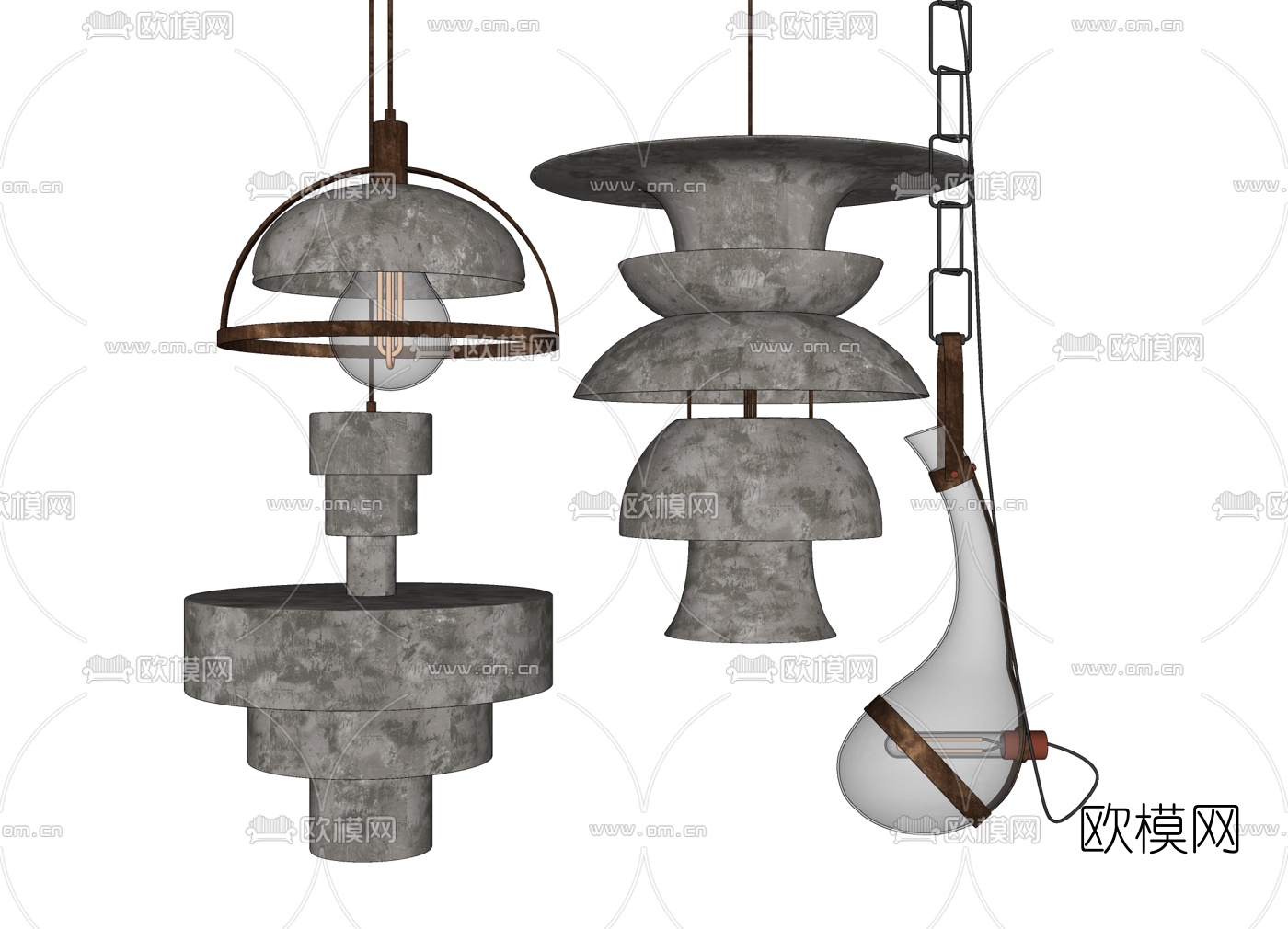 侘寂风吊灯su模型下载