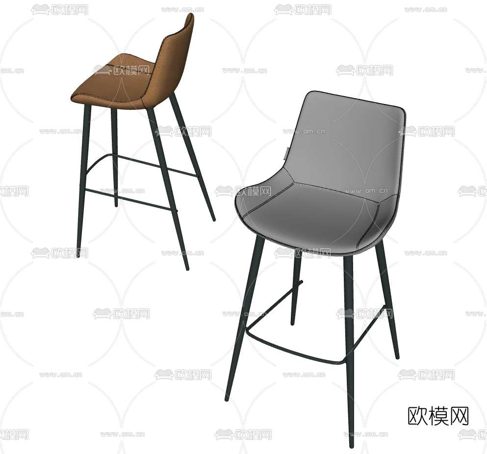 现代吧椅su模型下载（渲染图2）