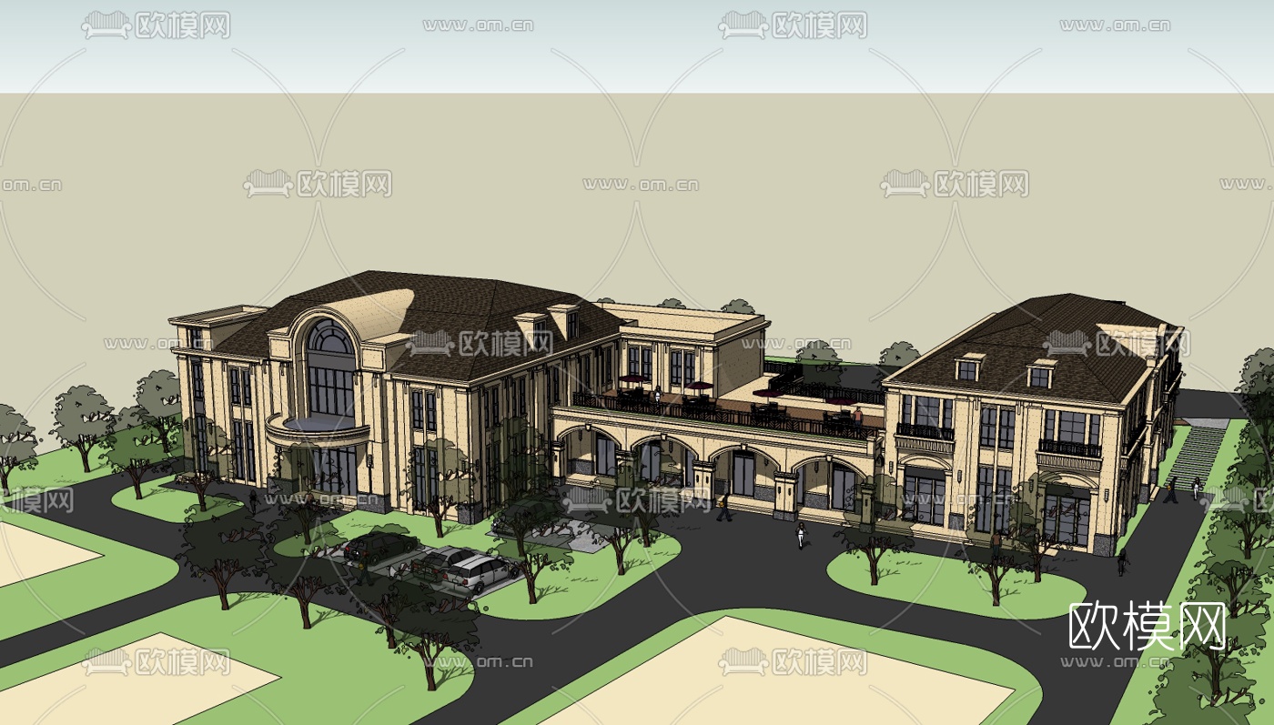欧式休闲会所su模型下载（渲染图2）