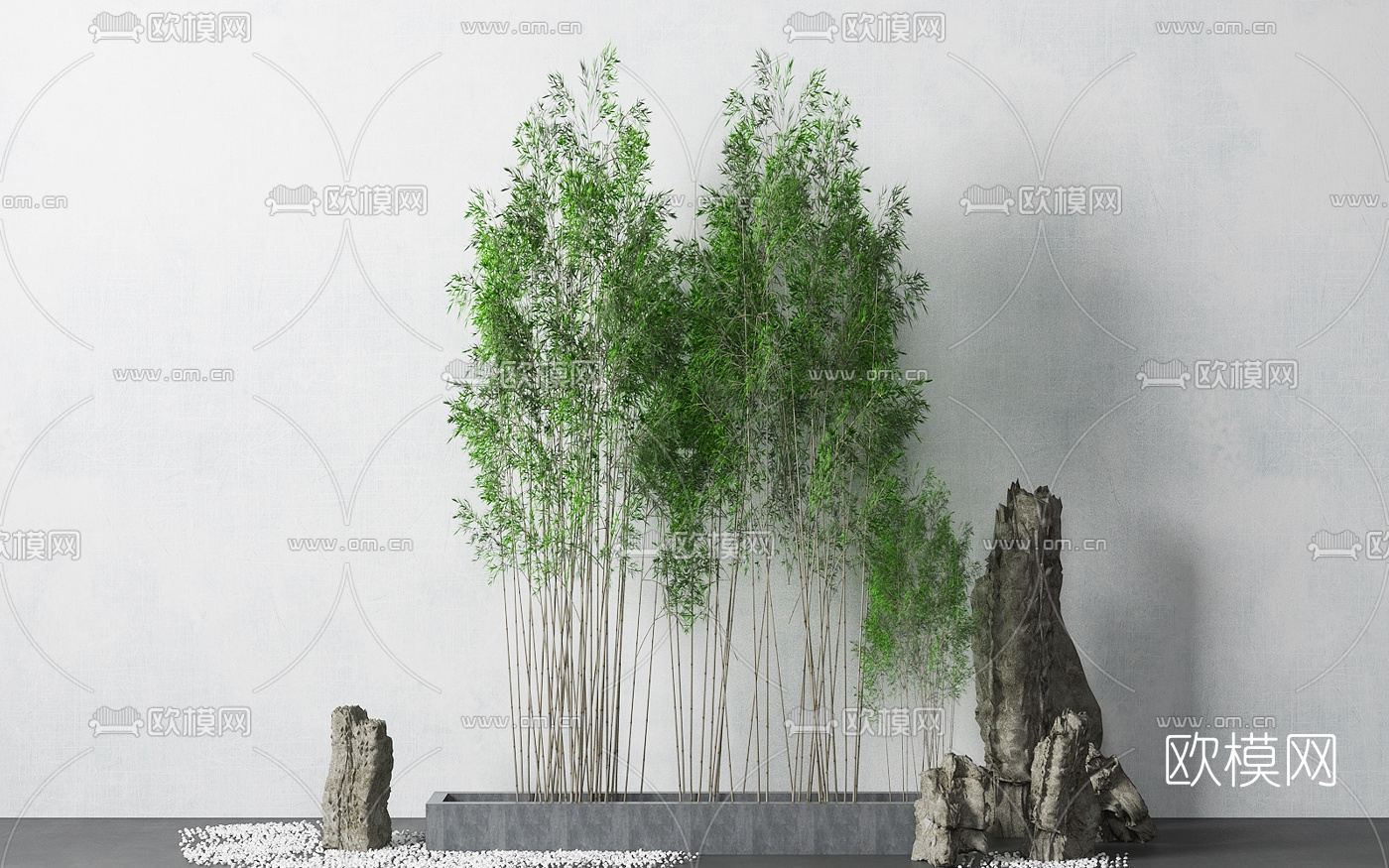 现代竹子假山景观小品3d模型下载