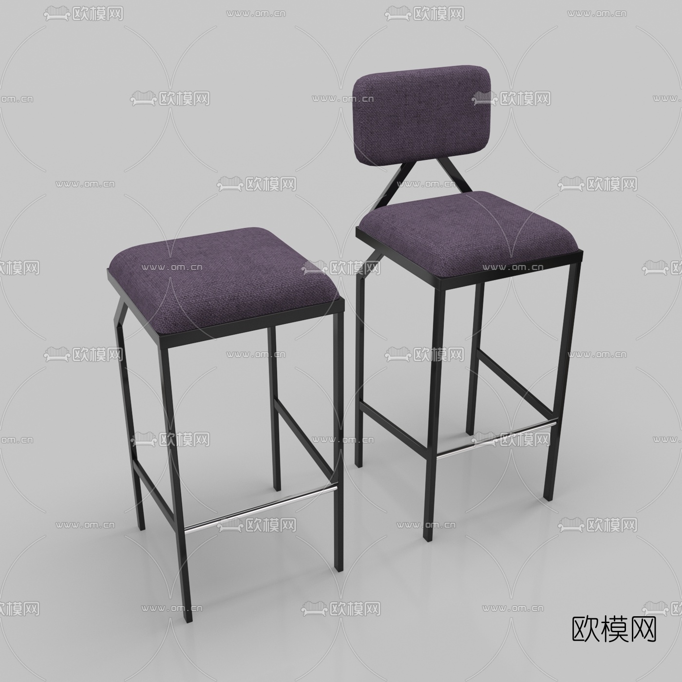 现代金属吧台椅3d模型下载