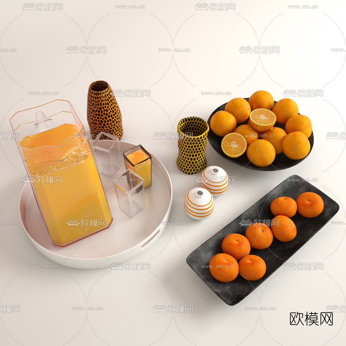 现代水果果盘3d模型下载（渲染图2）