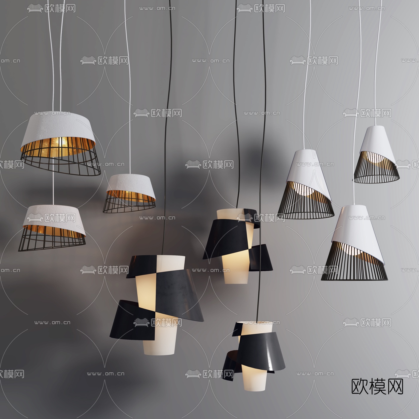 北欧金属吊灯3d模型下载