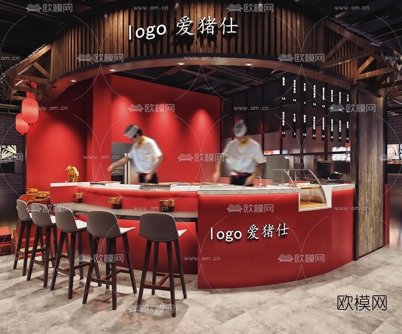 现代烧烤店门面3d模型