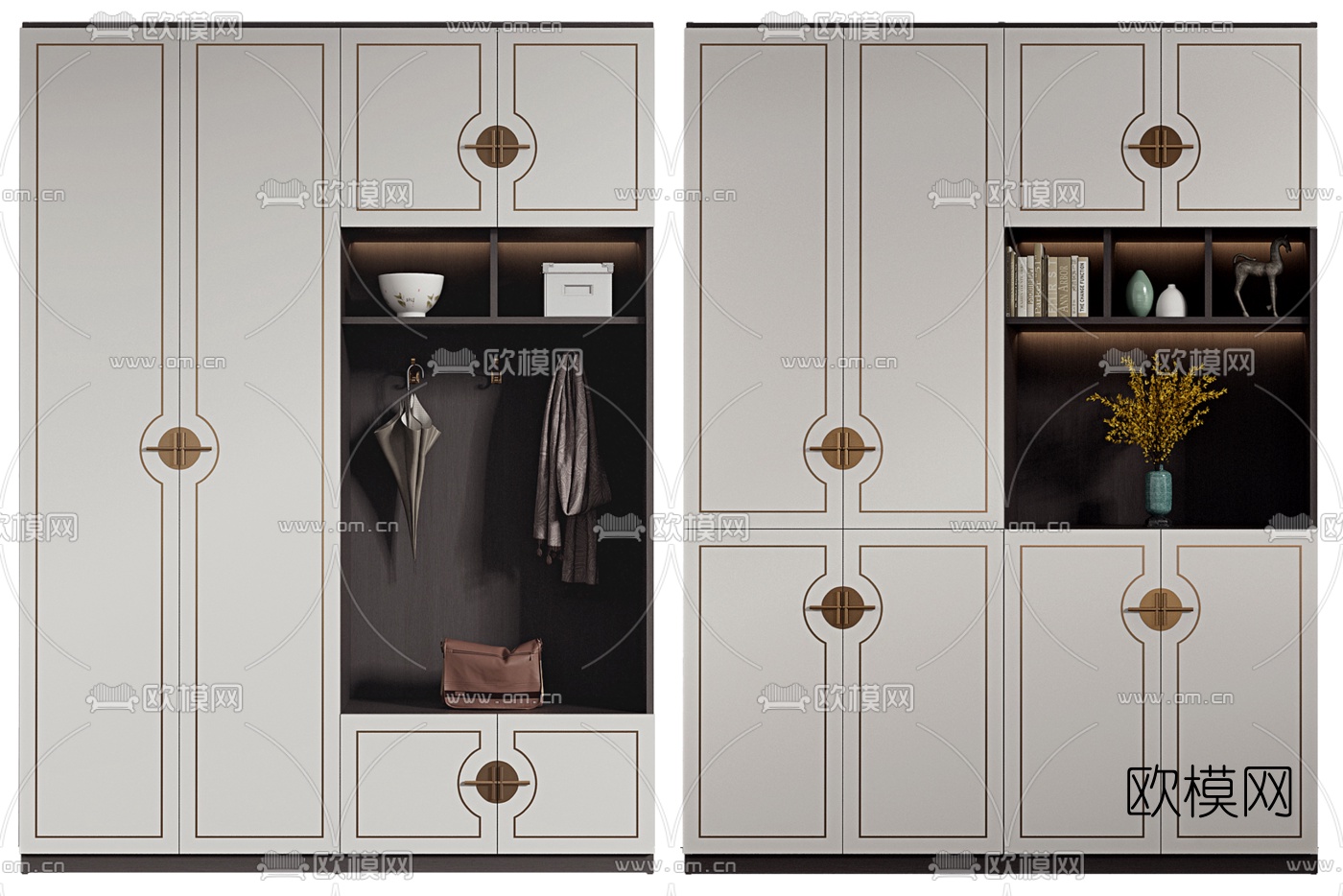 新中式玄关鞋柜su模型下载（渲染图1）