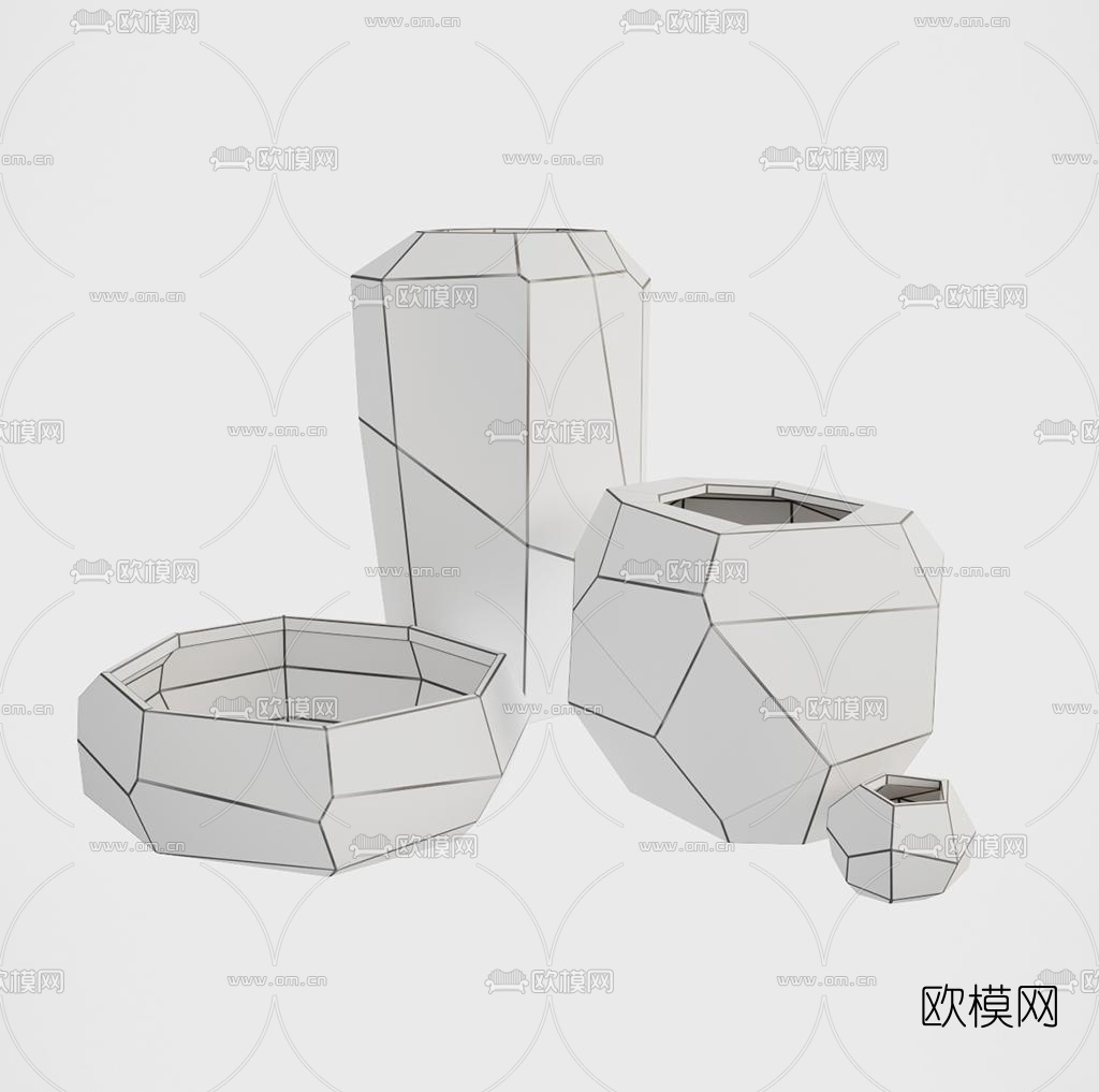 现代玻璃器皿摆件3d模型