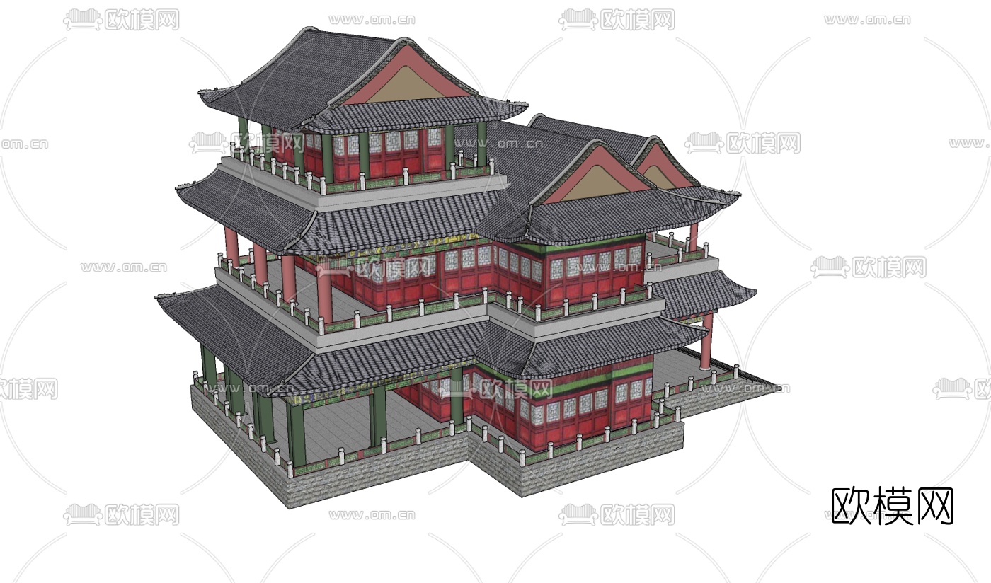 中式阁楼免费su模型下载