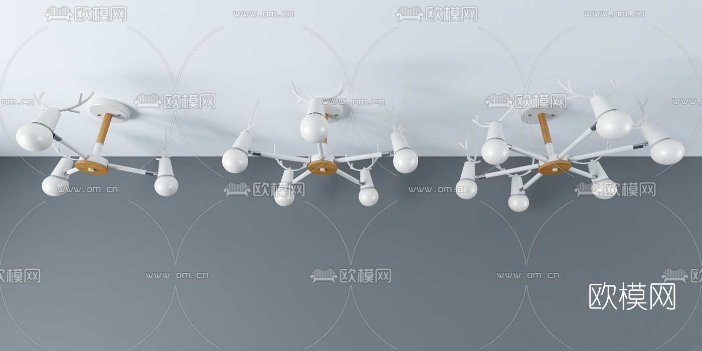 北欧鹿角儿童壁灯吊灯3D模型