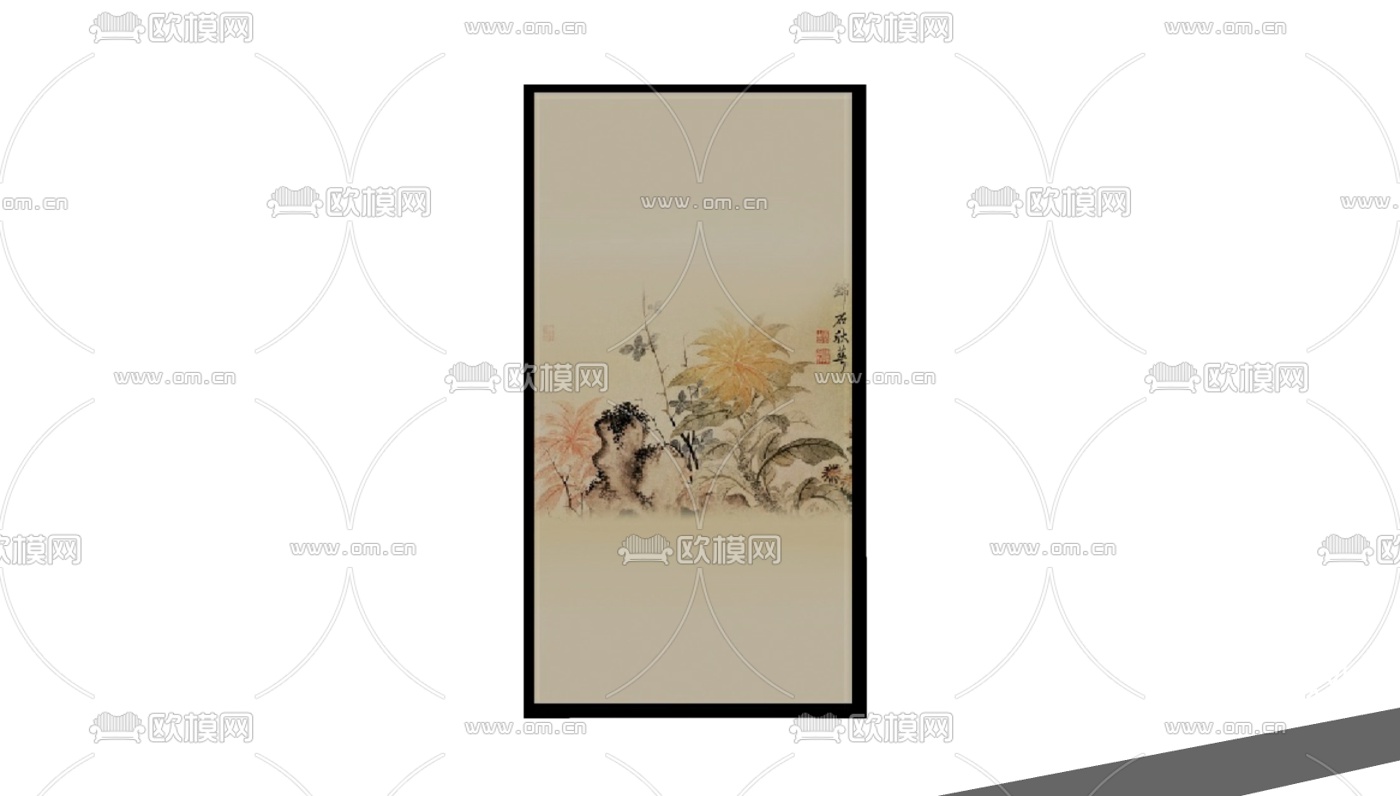 中式挂画免费su模型下载