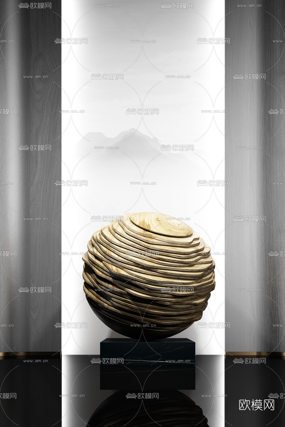 现代木雕3d模型下载（渲染图1）