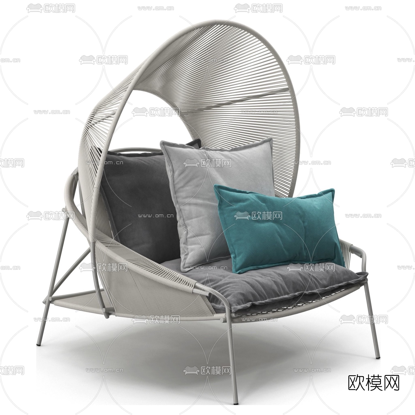 现代藤编休闲户外椅3d模型下载（渲染图4）
