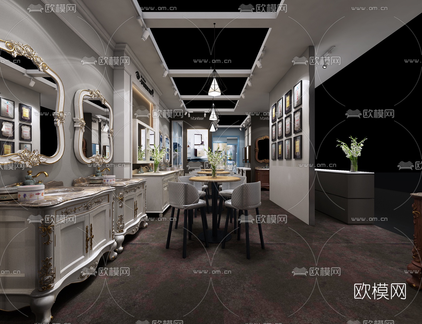 欧式卫浴柜架展厅3D模型