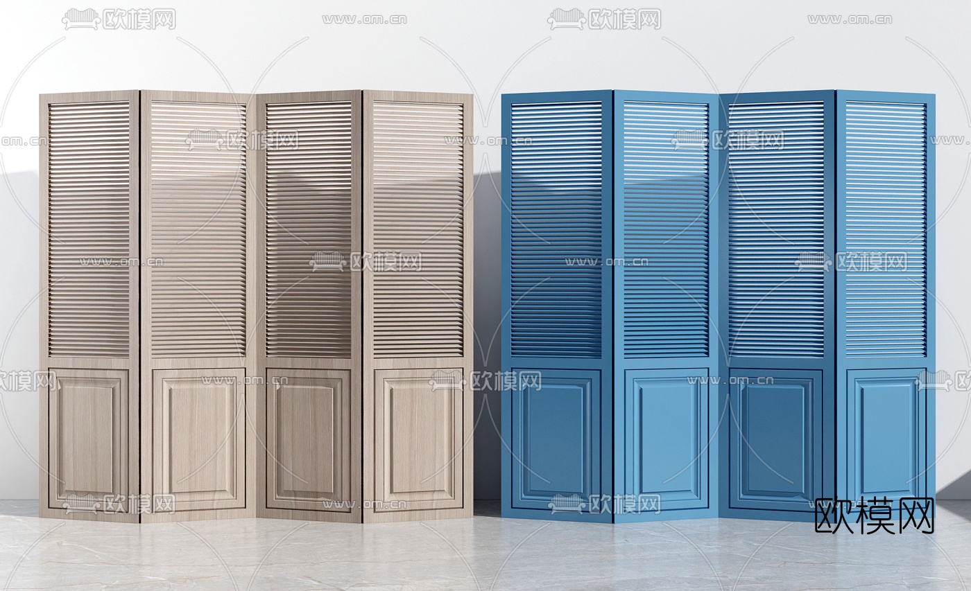 地中海百叶门隔断屏风组合3d模型下载