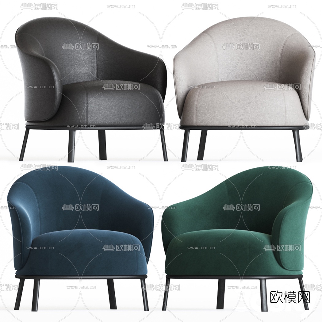 Natuzzi 现代布艺单人沙发3d模型下载