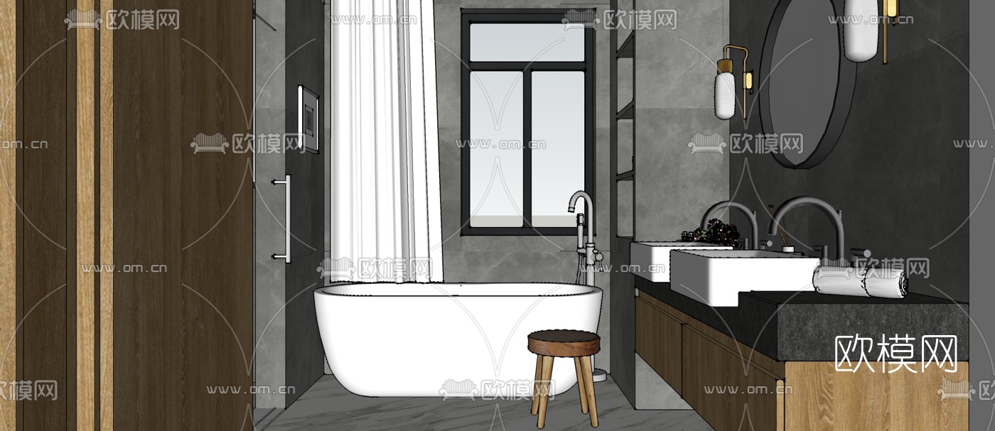 北欧卧室主人房su模型下载（渲染图3）