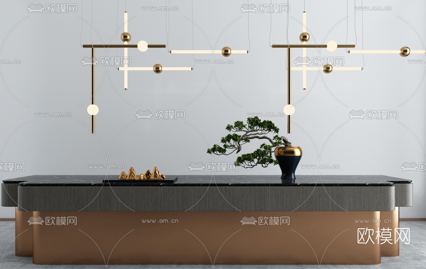 现代前台接待台3d模型