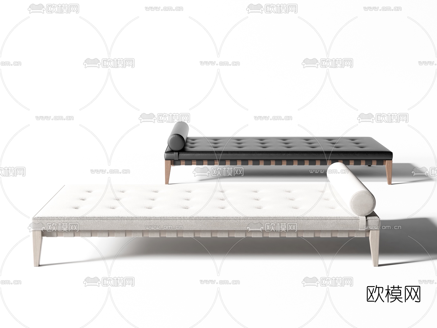 新中式布艺脚踏3d模型下载