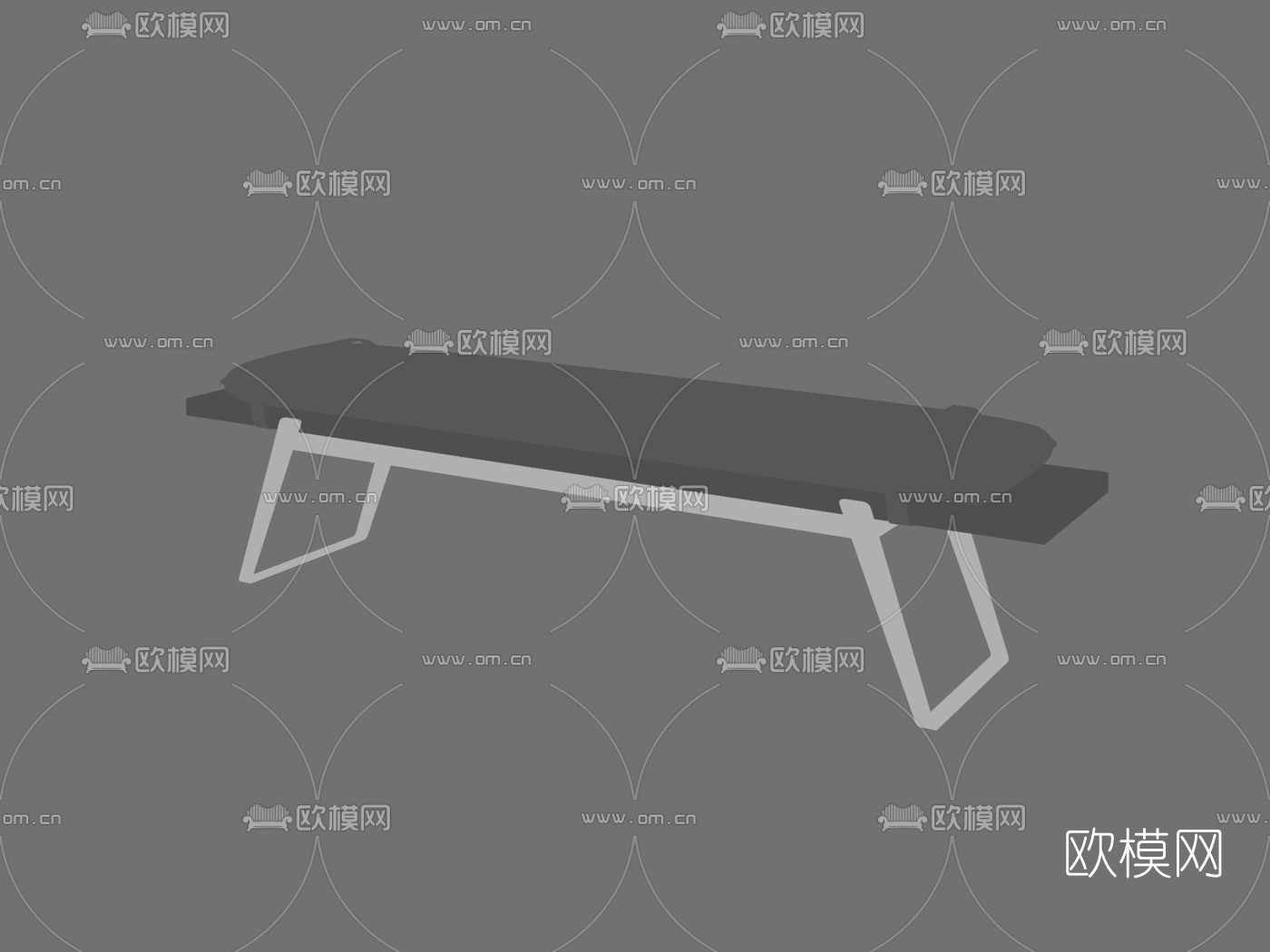 现代床尾凳3d模型下载（渲染图2）