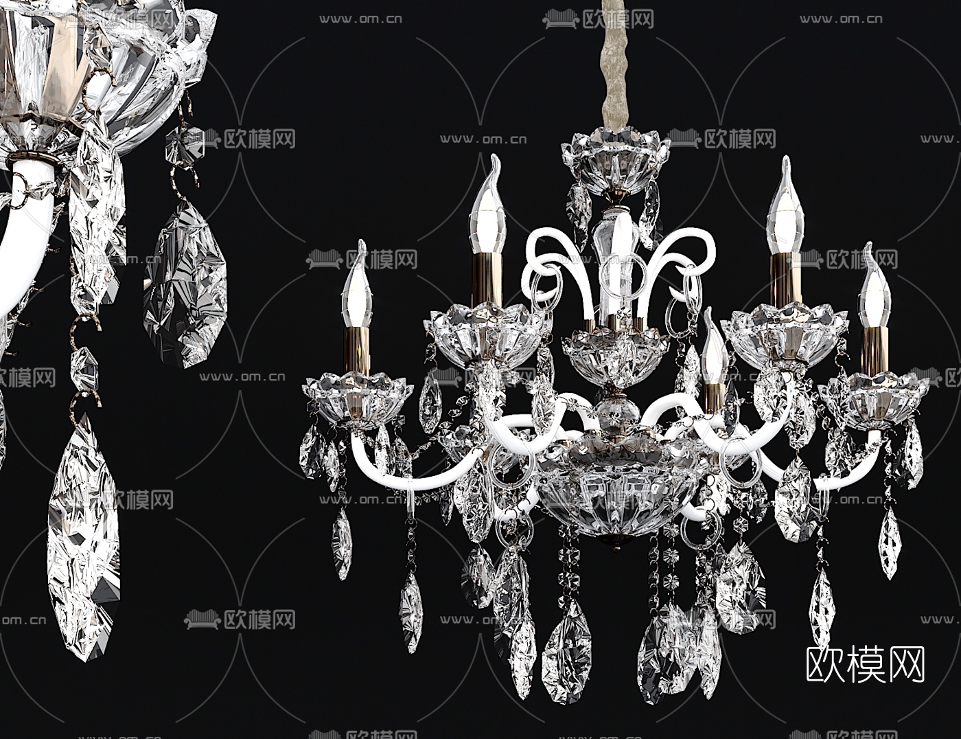 欧式水晶烛台吊灯3d模型下载