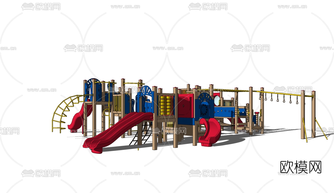 现代幼儿园滑梯免费su模型下载（渲染图2）