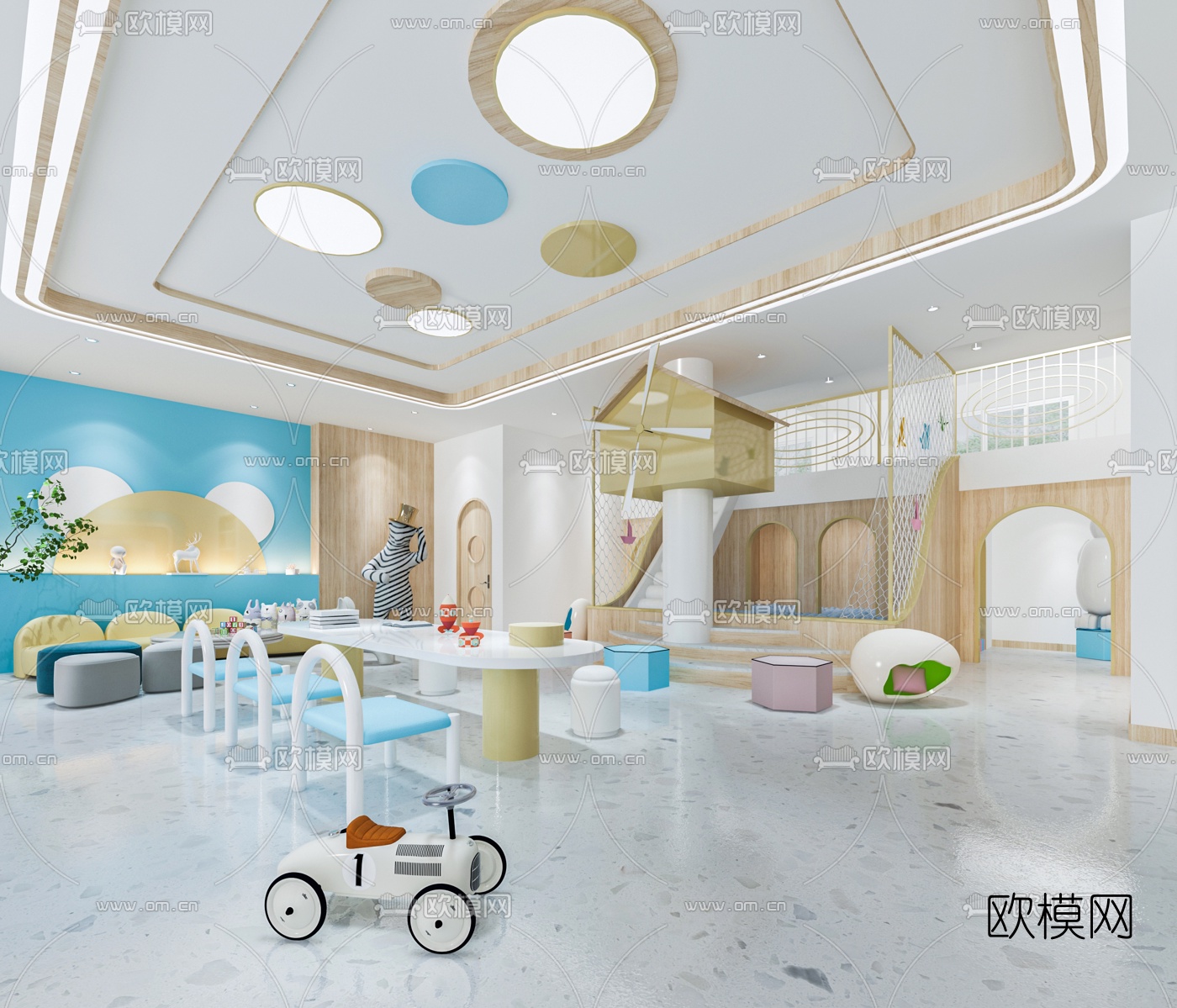 现代幼儿园前台3d模型