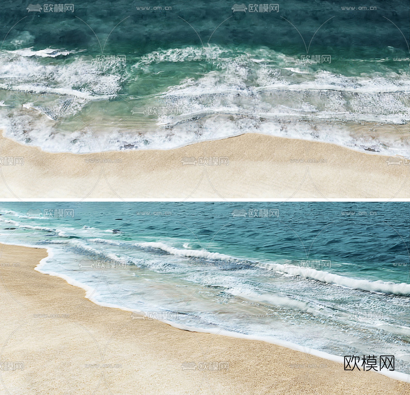 现代海滩海浪景观3d模型