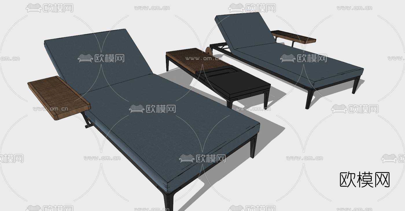 现代躺椅组合su模型下载（渲染图2）