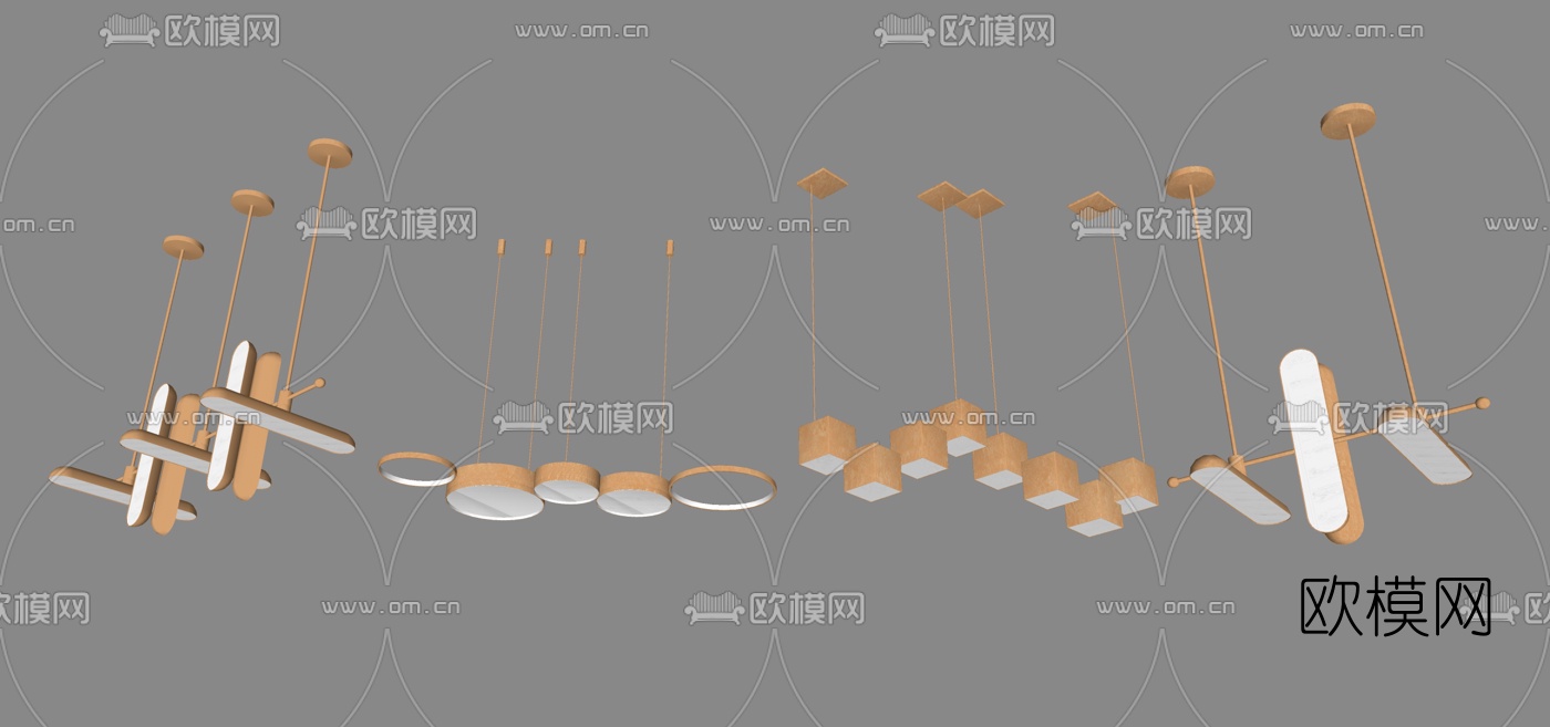 现代金属吊灯组合su模型下载