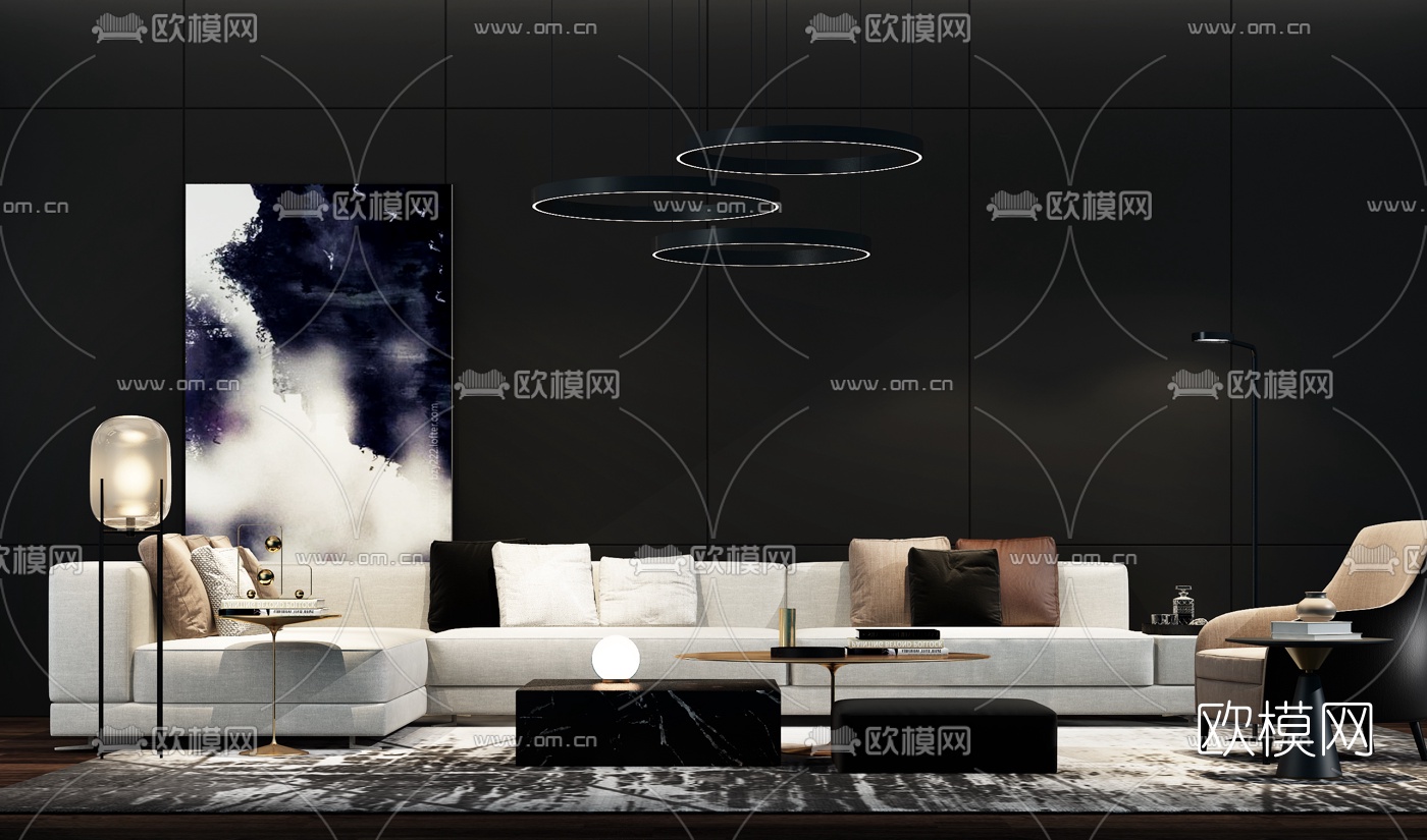现代简约沙发组合3d模型
