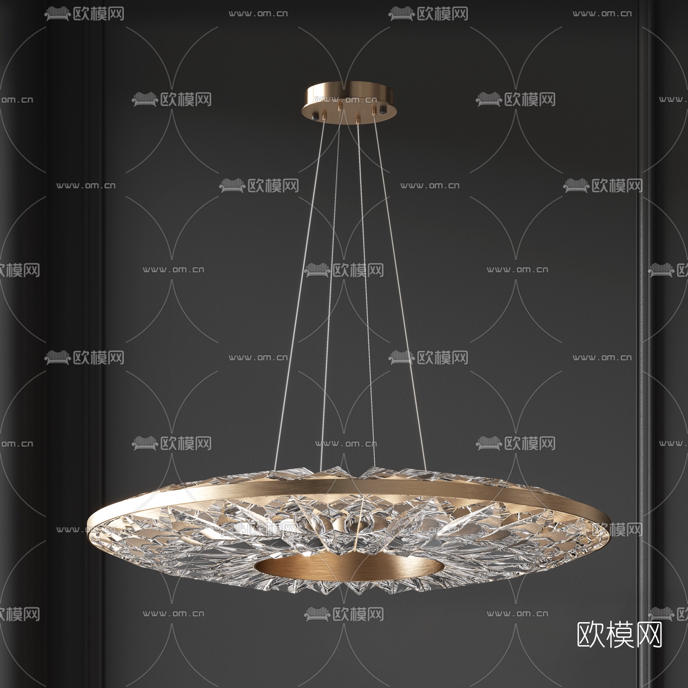 现代轻奢水晶吊灯3d模型下载（渲染图1）
