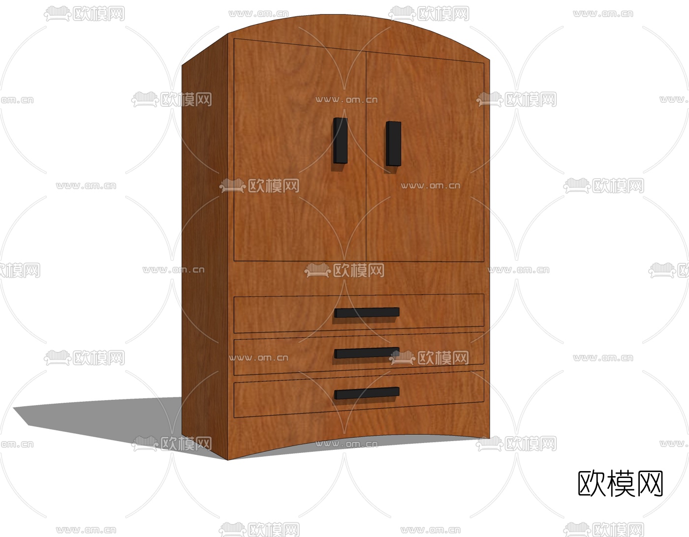 现代实木衣柜免费su模型下载